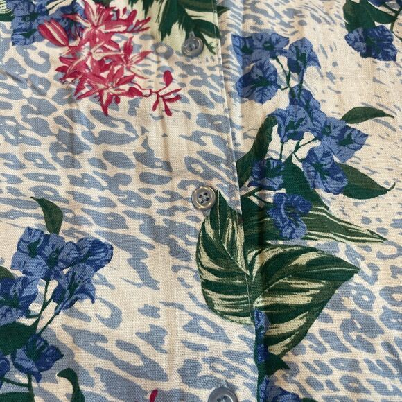 Jessica London Linen Rayon Tunic Top Floral Button Shirt 3/4 Sleeve Women’s 16W - Picture 3 of 8